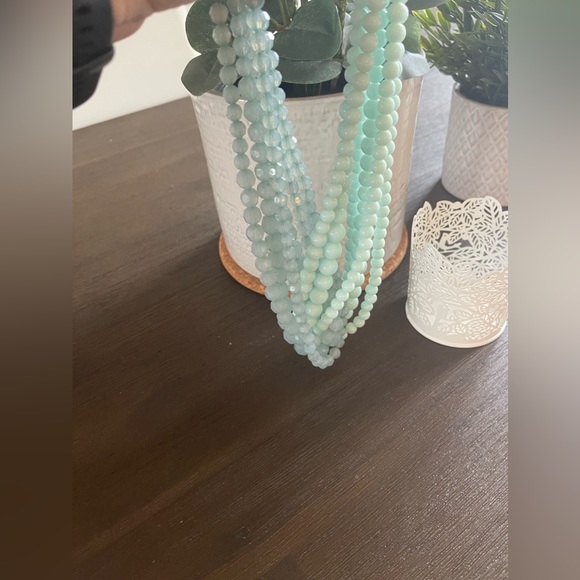 Light two-tone turquoise perle necklace - Picture 3 of 4